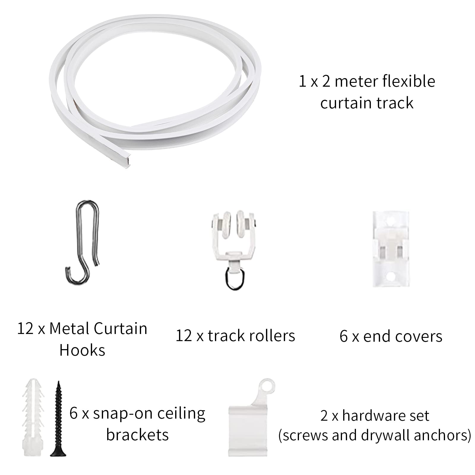 Flexible Ceiling Curtain Track Bendable Mounted Curtain Track Room Divider Curtain Soft Rod Windows Shower Corner RV Rail with Metal Curtain Hooks - Image 2