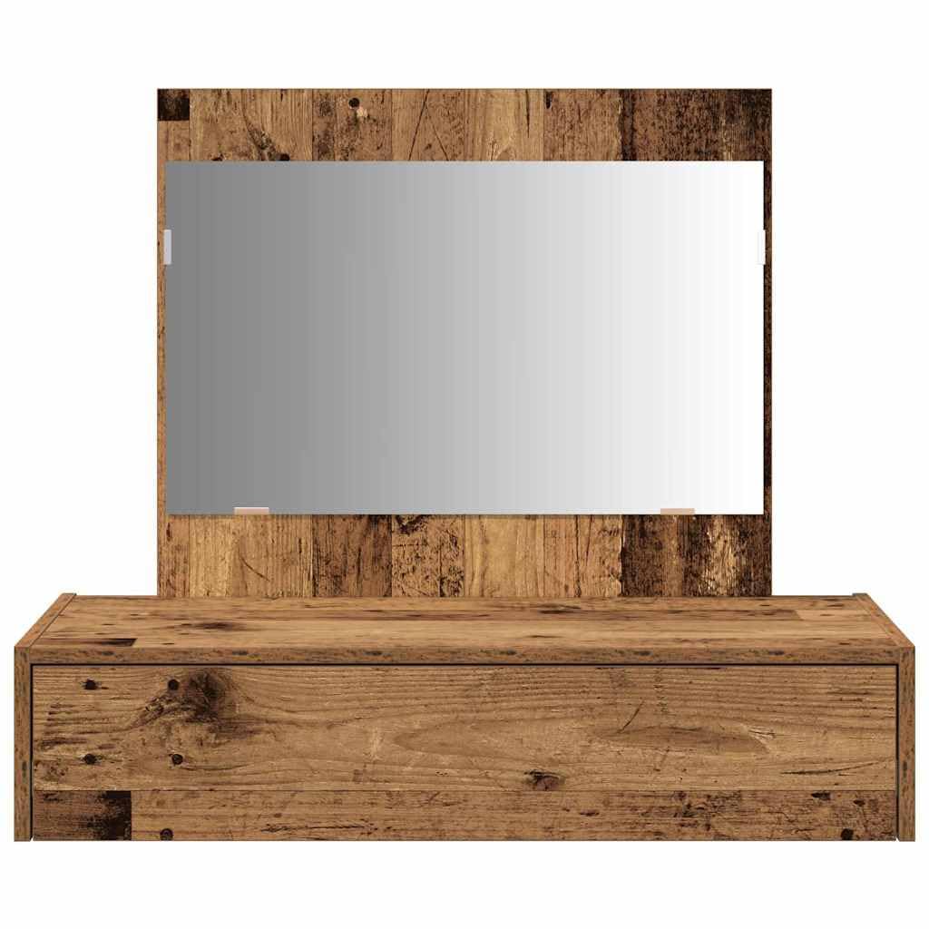 Schminktisch Holzwerkstoff Braun mit Schublade und Flachspiegel 83 x 40 x 70 cm moderner Kosmetiktisch mit Stauraum für Schlafzimmer und Beauty Zubehör