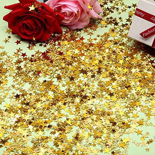 Image of 60 g Star Confetti Glitter Star Table Confetti Metallic Foil Stars for Party Wedding Festival Decorations(Glitter Gold Set, 10mm and 6mm)