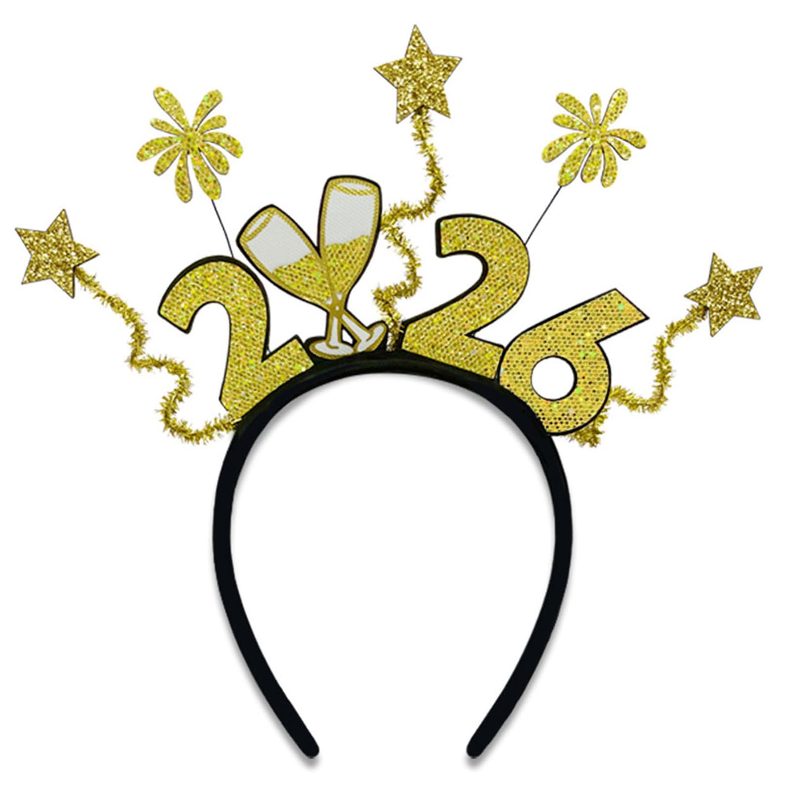 MICFENY 2026 New Year Headpiece With Sparkling Star Accent Ergonomic Design For Adults Festival Event Costume Accessory