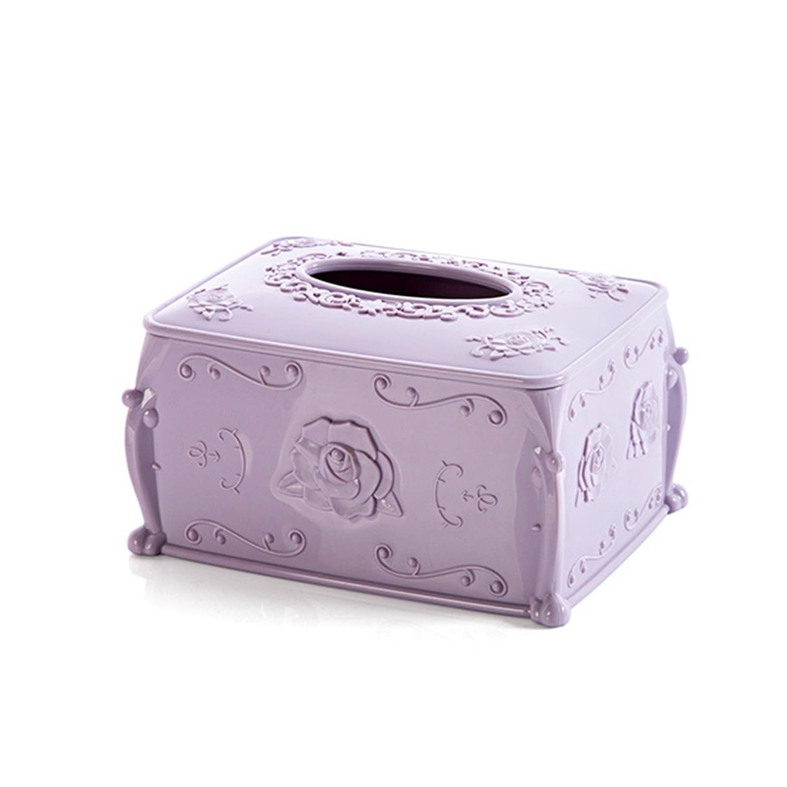 Dekoracyjna okładka na pudełko na chusteczki plastikowe pudełko na chusteczki pudełko do przechowywania serwetek do salonu organizer na papier pojemnik na serwetki (Purple)