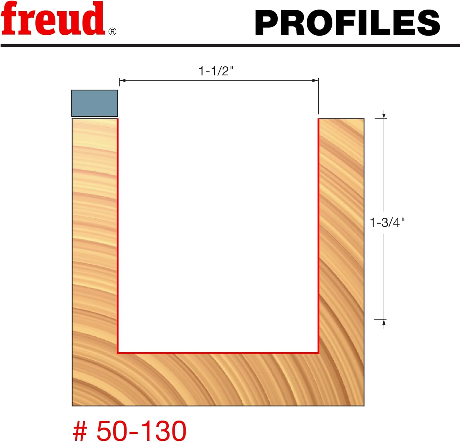 Freud 50-130: 1-1/2" (Dia.) Top Bearing Flush Trim Bit with 1/2" Shank