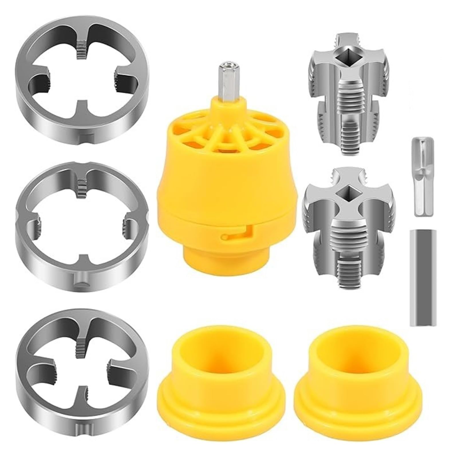 PVC Pipe Thread Maker Tool Kit for Electric Drill - 1/2", 3/4", 1" Threading Dies for Plumbing
