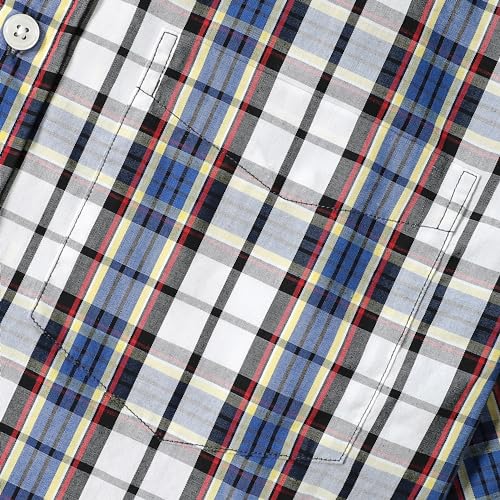 Image of Dubinik Mens Short Sleeve Button Down Shirts Soft Breathable Summer Vintage Regular Fit Lightweight Men's Casual Shirt