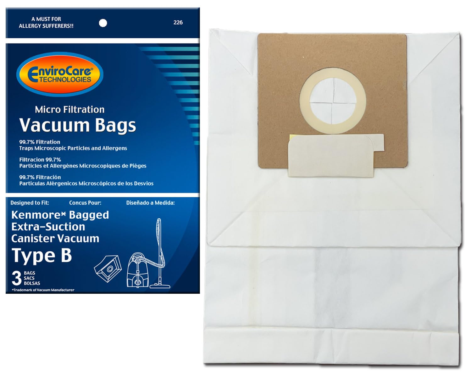 Sacs aspirateur Kenmore type B 85003 pour éliminer les fuites de poussière