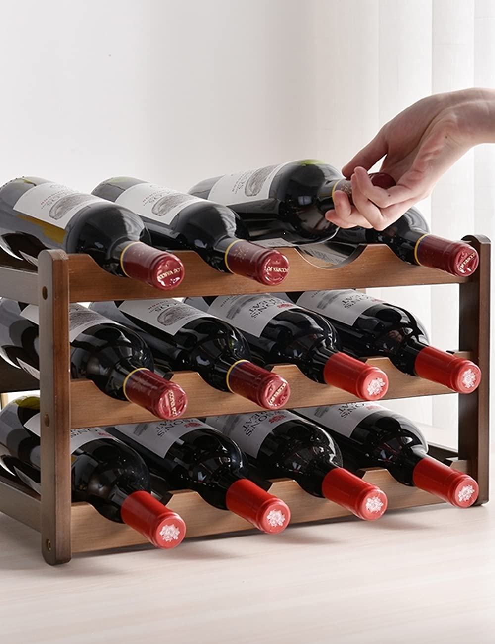 Amazon｜ワインラック 竹製 ワインホルダー 12本収納 ホルダー 3段
