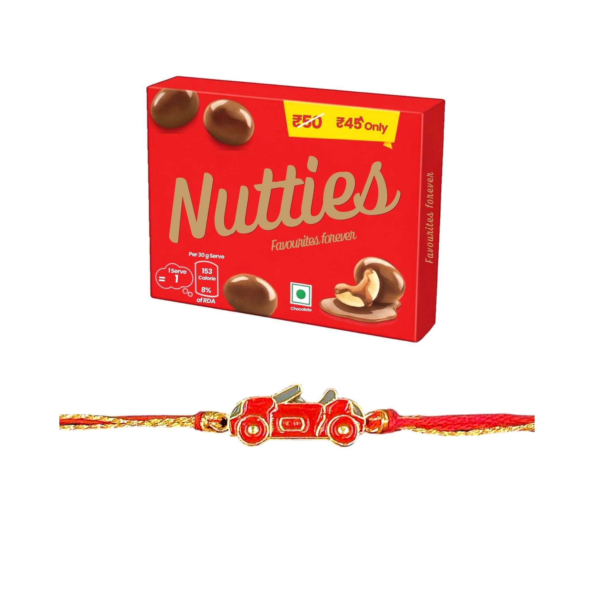 kizzi Rakhi Gift Set For Little Brother with Chocolates - Car Rakhi with Nut Chocolates and Roli Chawal Tilak Set - Rakhi for Kids - Rakshabandhan Hamper - CC5-NT-image-26
