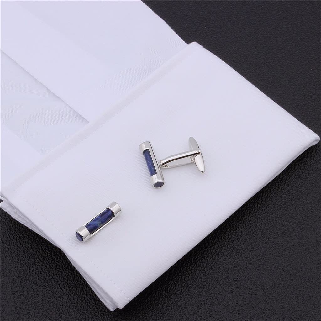 Gemelli in pietra per camicia francese da uomo Gemelli cilindrici semplici con gioielli di moda in pietra naturale per matrimonio (D 21 * 6mm)