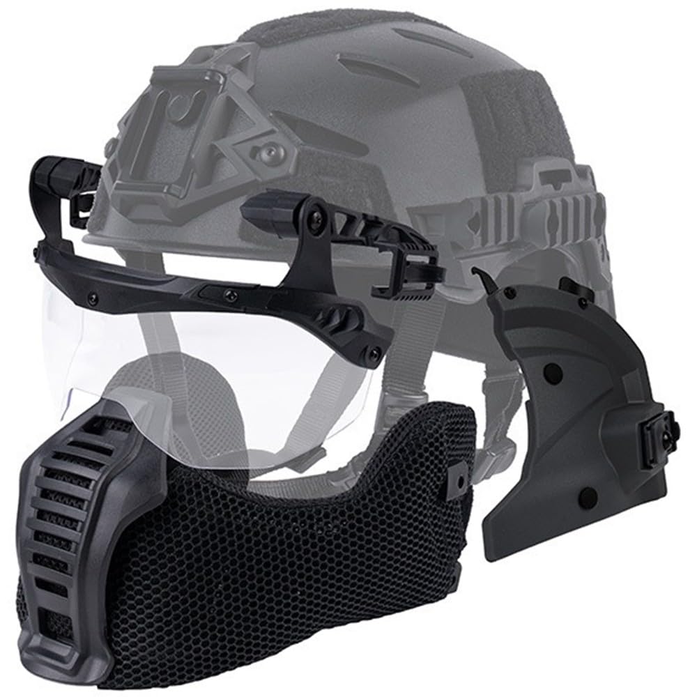 Fotrsta Full Face Airsoft Mask With Helmet Ear Cover And Clear Anti-Fog Goggles For FAST Tactical 3.0 Helmet, Adjustable Protective Mask For Paintball CS Hunting