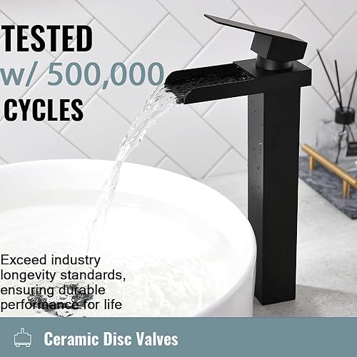 Miniatura 4 de BF010B - Grifo de lavabo de baño, grifo de fregadero alto negro mate, grifo de fregadero de lavabo de lavabo de lavabo con desagüe desplegable