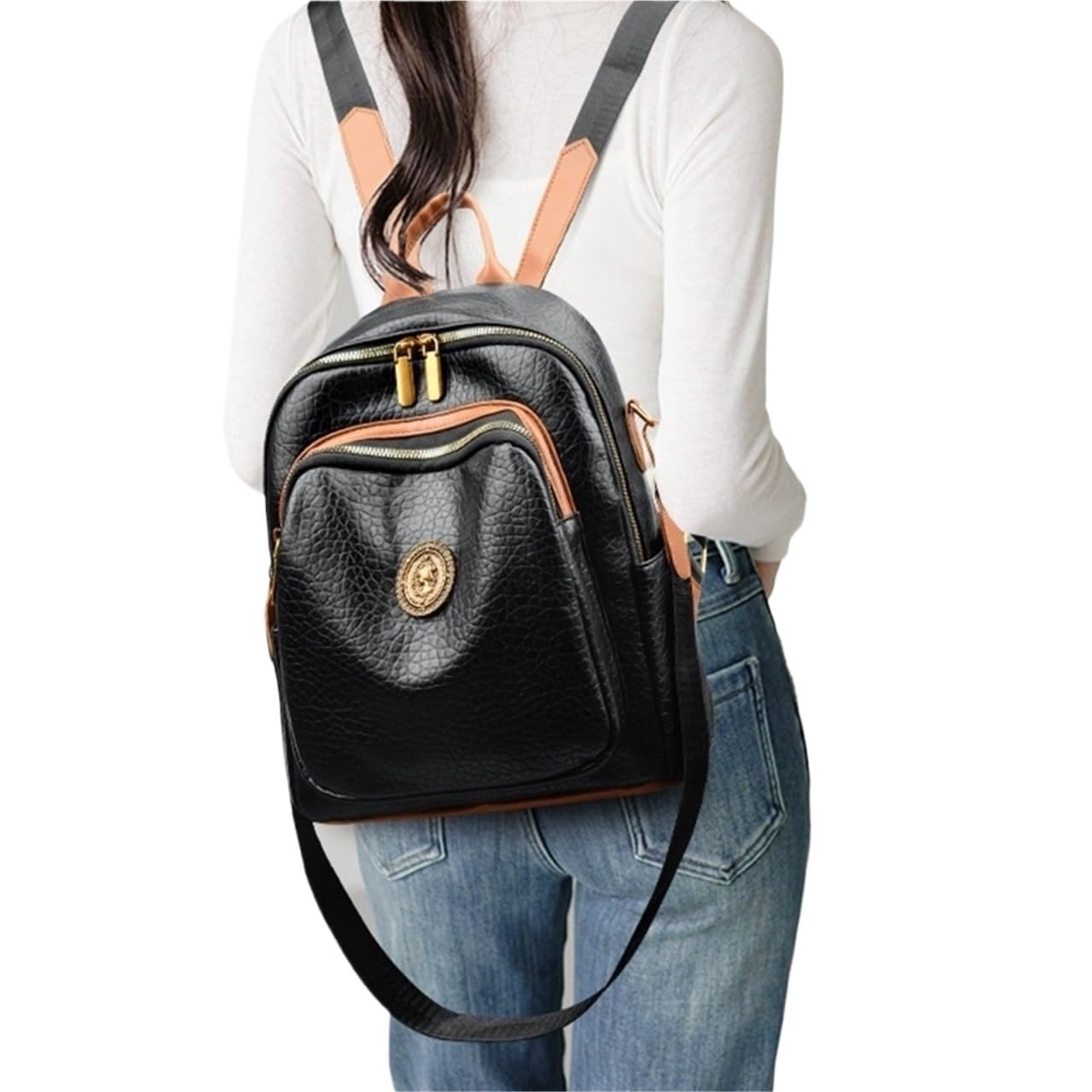 Zaino Scuola Superiore Zaino da donna alla moda, in pelle, viaggio, casual, a tracolla, for ragazze adolescenti, scuola