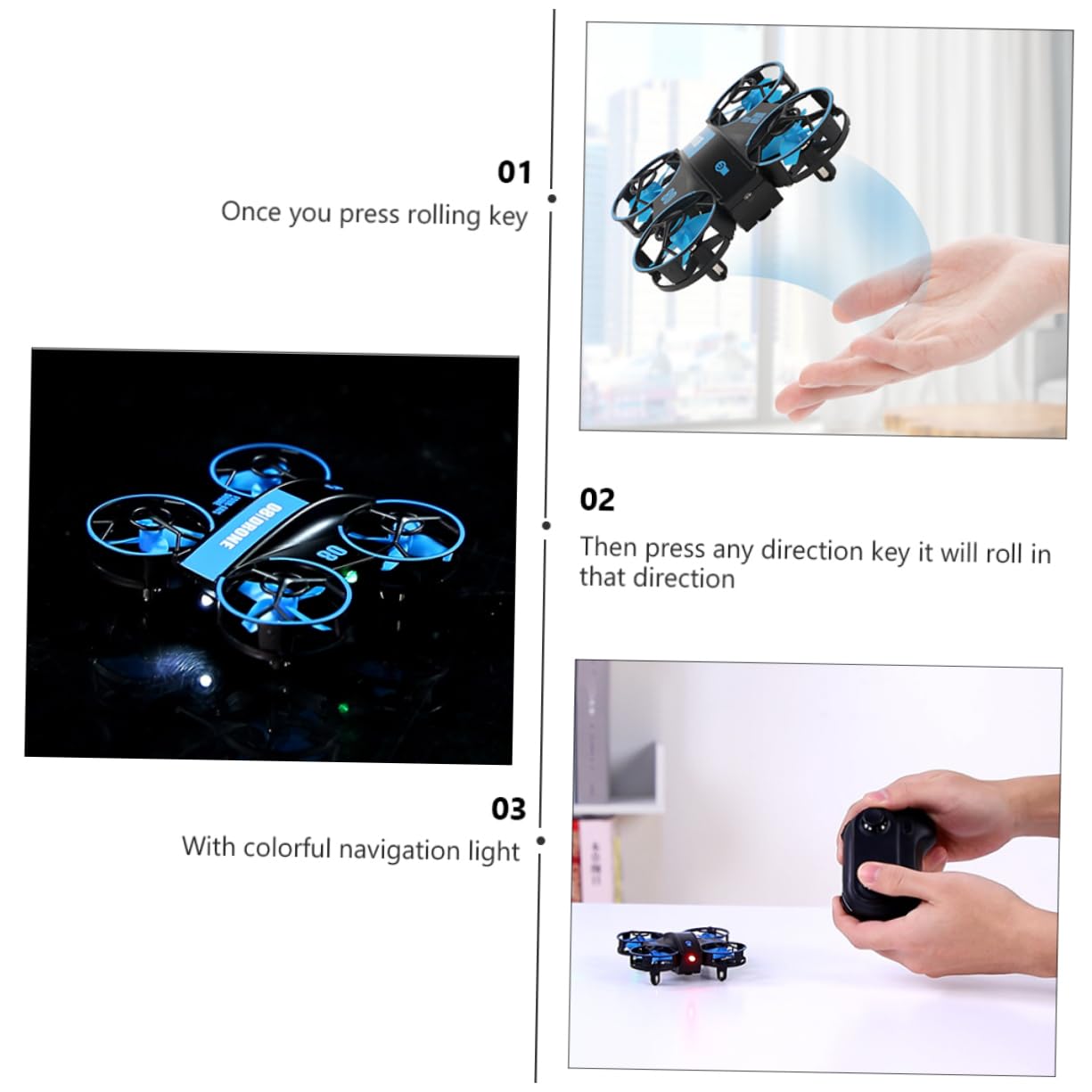 ifundom 2pezzi Mini Quadcopter Drone Telecomandato Con Luce Led Giocattolo Volante Compatto Per Principianti Facile Da Pilotare e Automatico Per Uso Indoor e Outdoor