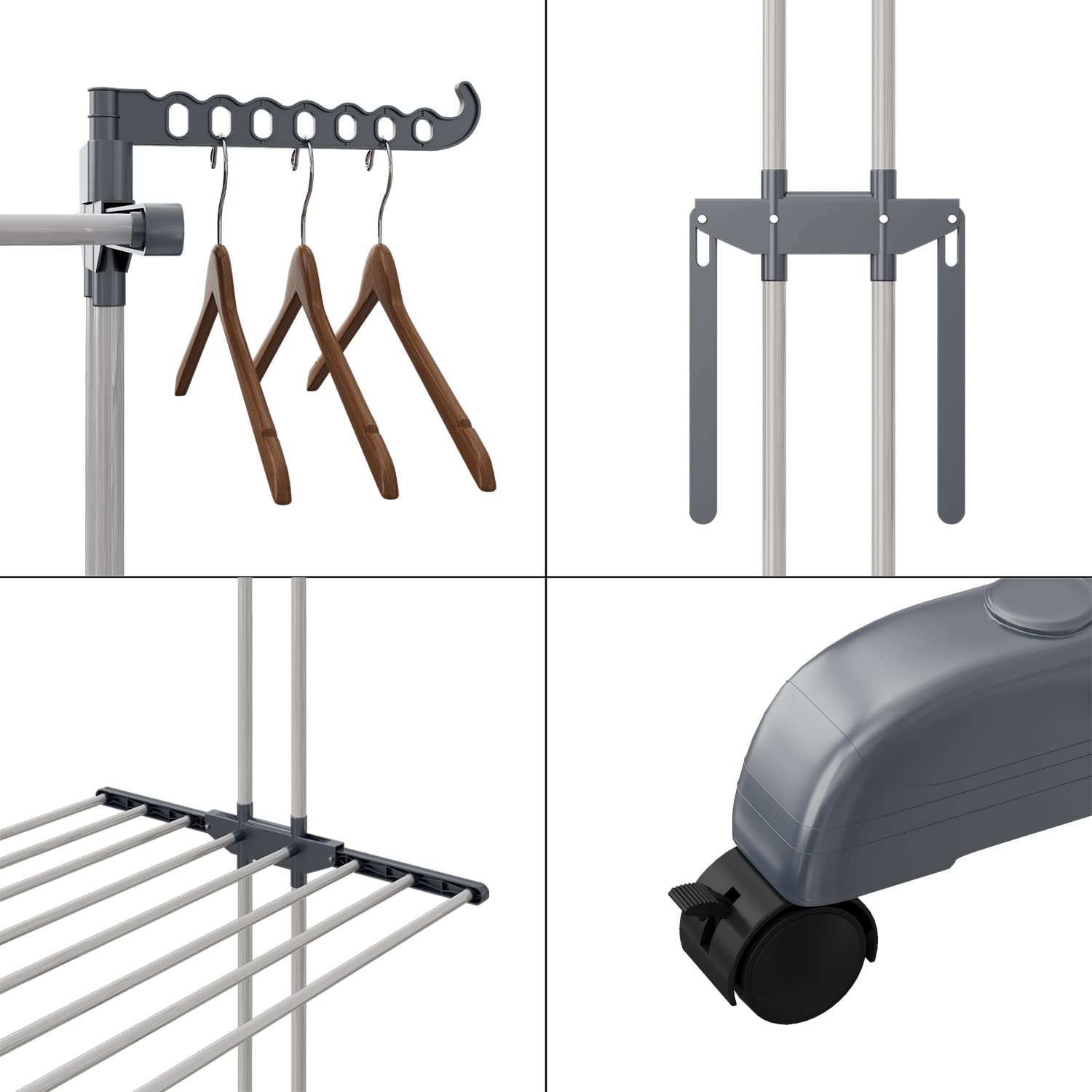 Séchoir à Linge Tour Peu encombrant avec 6 Ailes Pliables sur 3 Niveaux, étendoir à Linge Extensible Longueur 66-130 cm, Table de Lavage Pliable pour l'intérieur et de Grandes familles