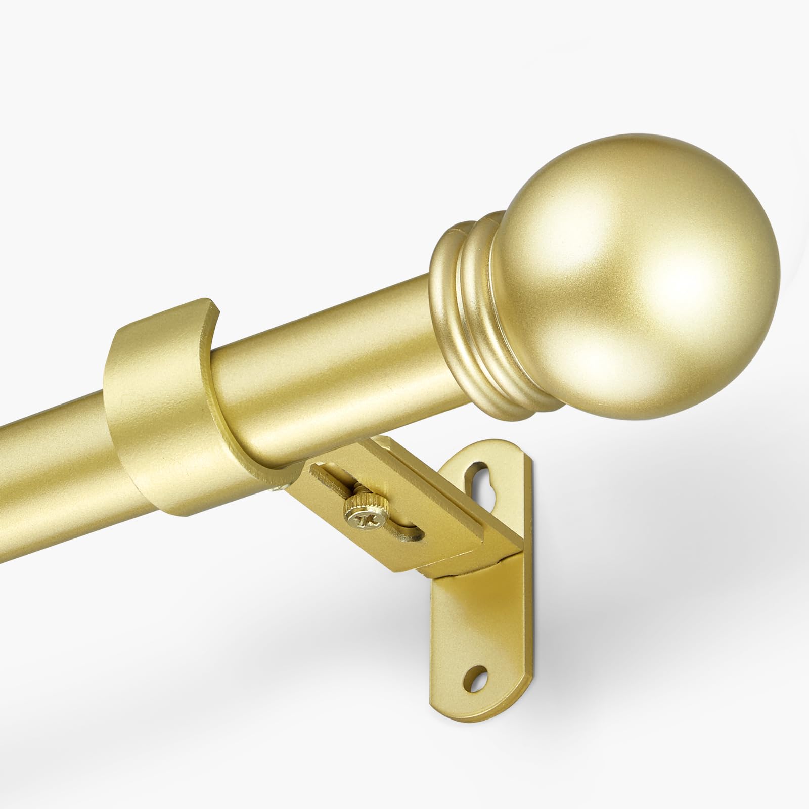 AMZSEVEN Curtain Rods for Windows 16 to 48 Inches, Curtain Rod Max Adjustable Length of 60 IN, 1" Diameter Drapery Rods Round Finials, Warm Gold, Pack