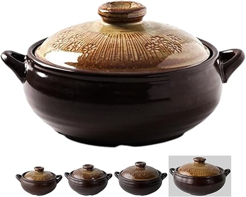 Olla coreana Buncheong Ttukbaegi de barro de barro de barro, cazuela de cerámica natural, olla de cerámica resistente al calor, cuenco de piedra sin