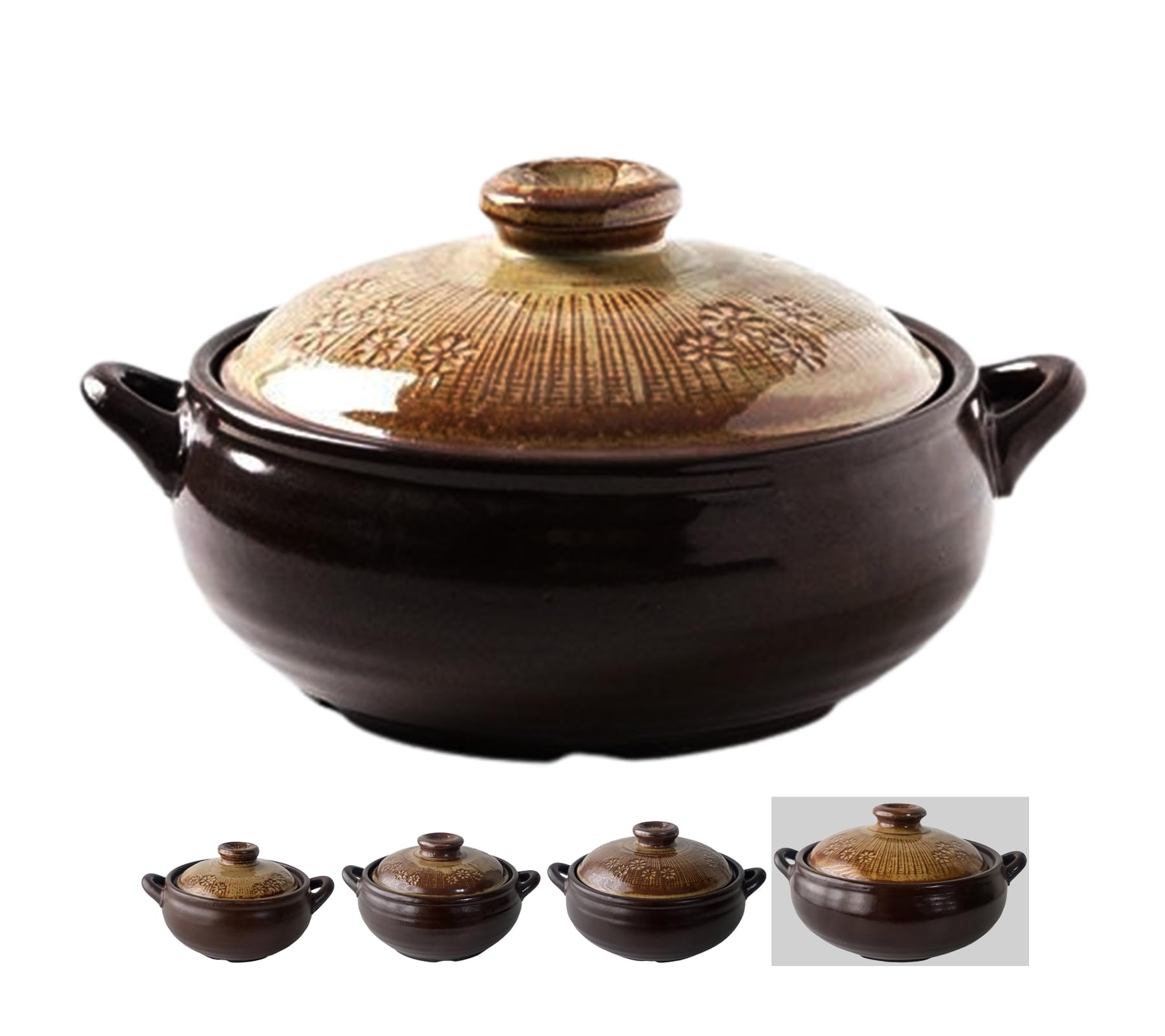 Korean Pot [Buncheong] MUD GLAZE Earthenware Ttukbaegi, Natural Ceramic Clay Cooking Pot Casserole, Heat Resistant Ceramic Earthen Pot, Zero-Crack Stone Bowl Stockpot Soup Cookware, Pottery