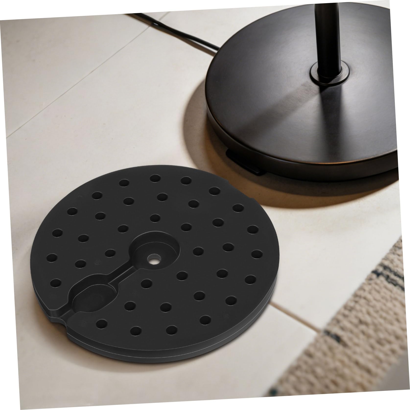 Base Lestée Noire en Plastique pour Lampe, Trou M10, 1 Pièce