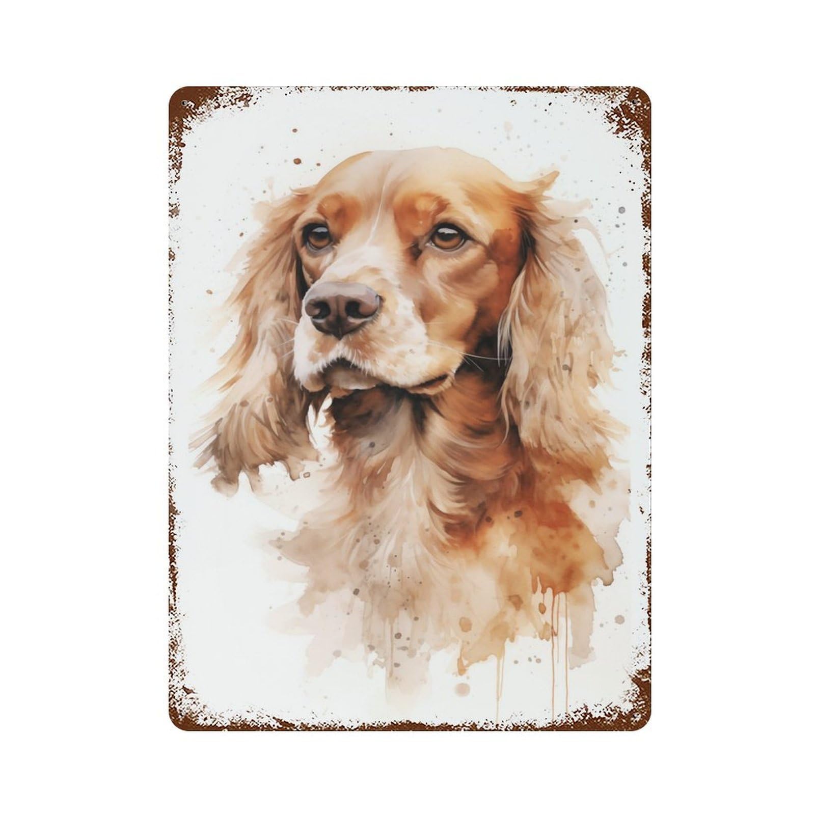 Garage Style Cocker Spaniel Dog Rust Effect Tin Sign 15.7"x11.8", Industrial Home Decor for Bar And Workshop