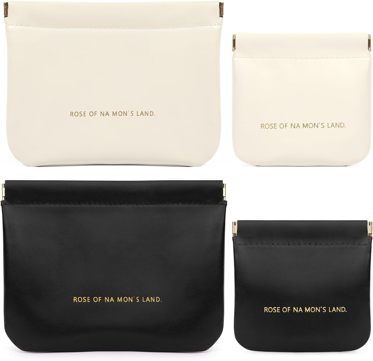 TIANLUD 4 pcs Bolsa de Cosméticos Pequeñas para Bolsillo, Neceser Pequeño Mujer Impermeable, Bolsa de Maquillaje Portátil de Cuero PU, Adecuado para Lápiz Labial Auriculares Joyas(Blanco y Negro)