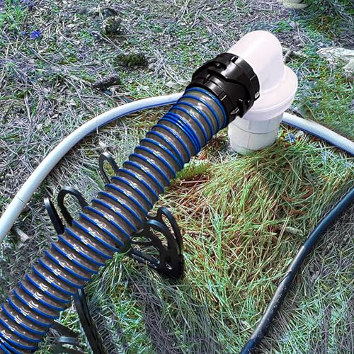 Image of 15FT RV Sewer Hose Extension Camper Sewer Hose Extension with Caps | EXTREME Heavy Duty 24 Mil, TPE Material, Abrasion Resistance and Crush Protection, Blue