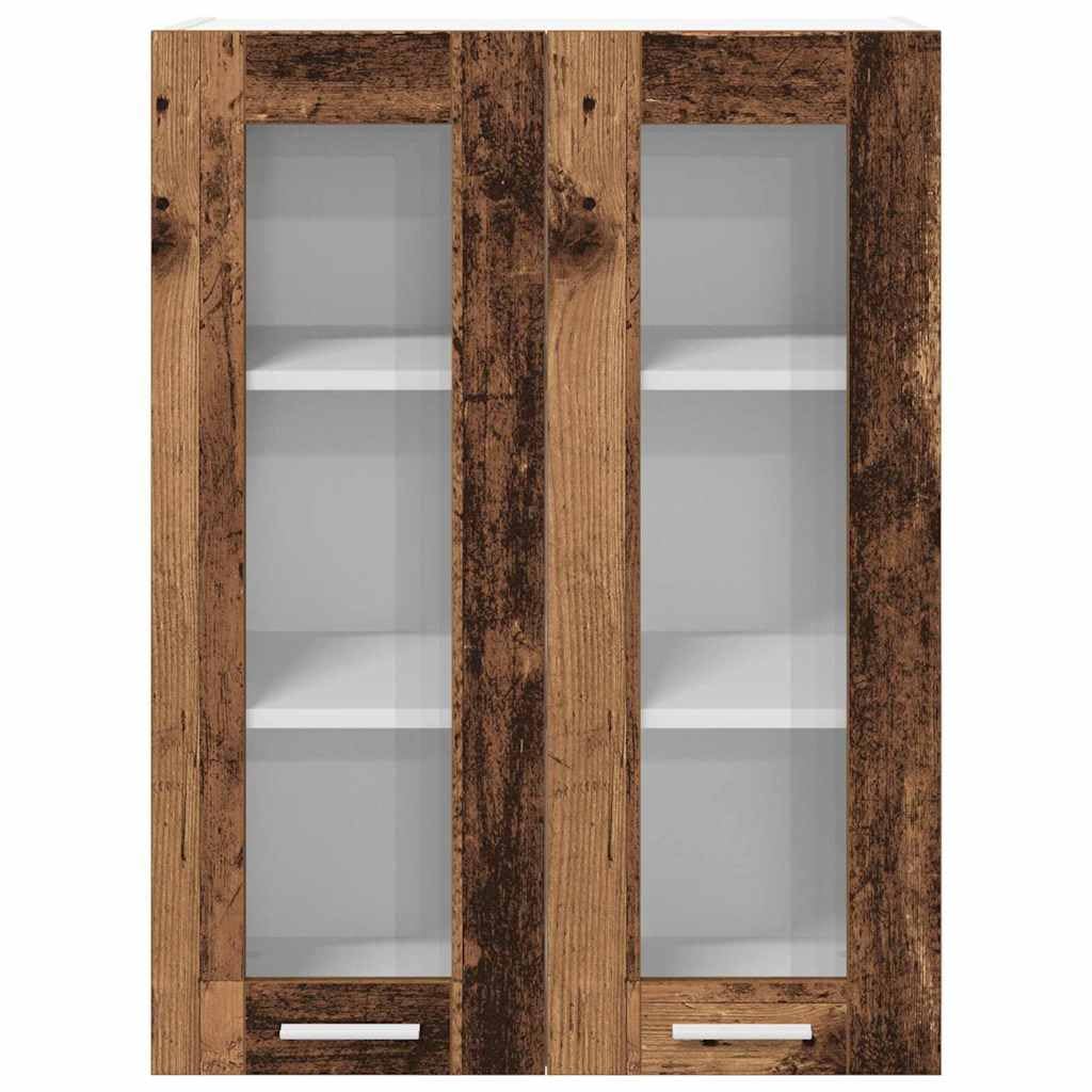 Armadietto sospeso in legno anticato con molto spazio di archiviazione, 60 x 31 x 80 cm, in legno, moderno mobile da cucina con 2 ante a cerniera per la conservazione in cucina e dispensa