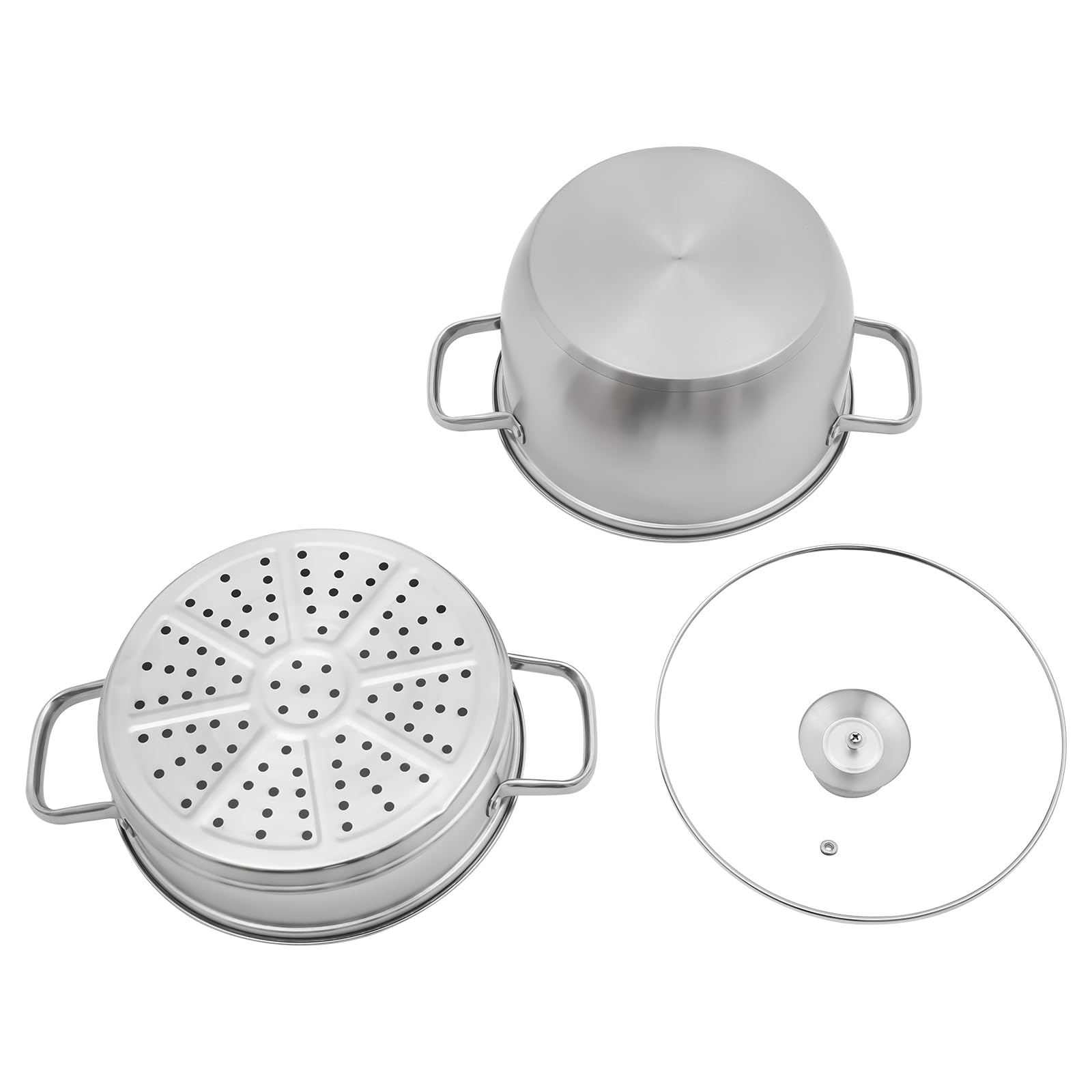 2-stufiger Edelstahl-Dampfgarer 20cm - Ideal Für Gemüse, Fisch & Knödel