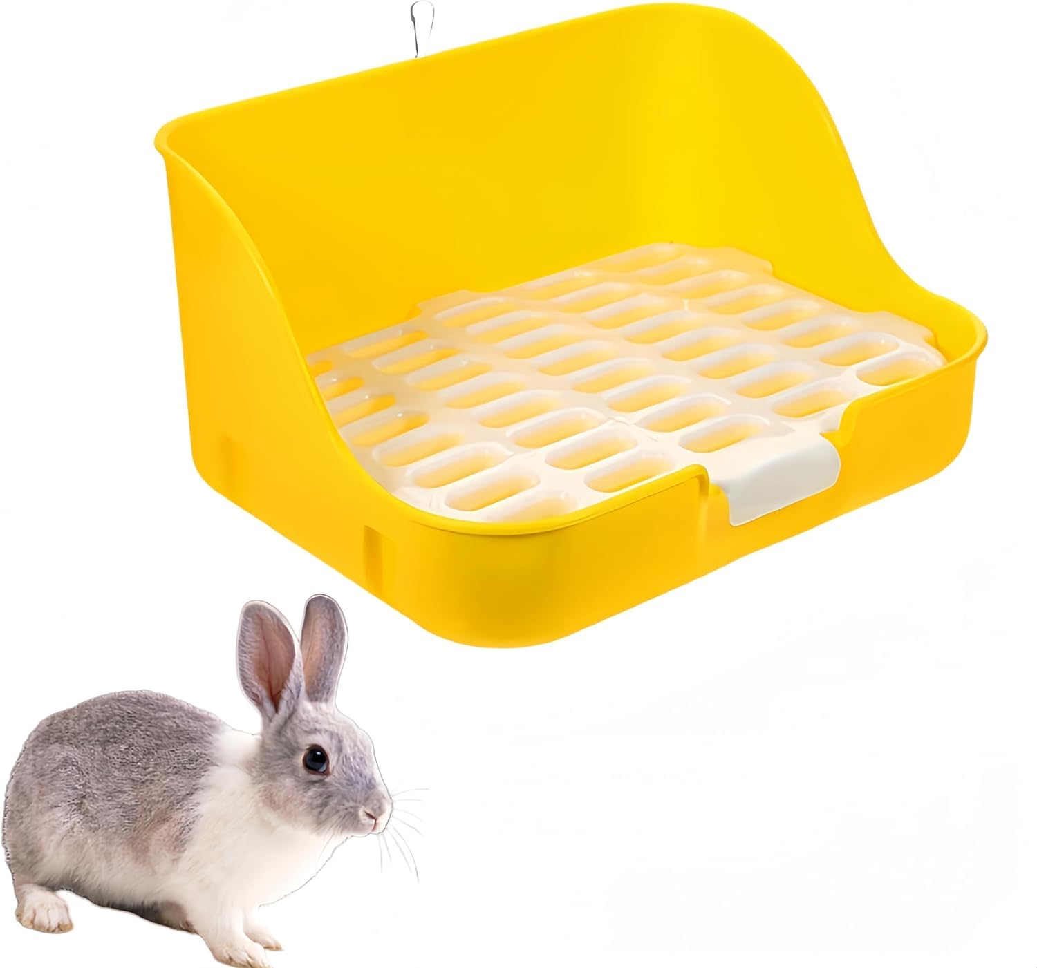 Caja para conejos - Arenero higiénico para animales domésticos - Bandeja extra grande - Orinal de jaula de plástico - Caja de viaje