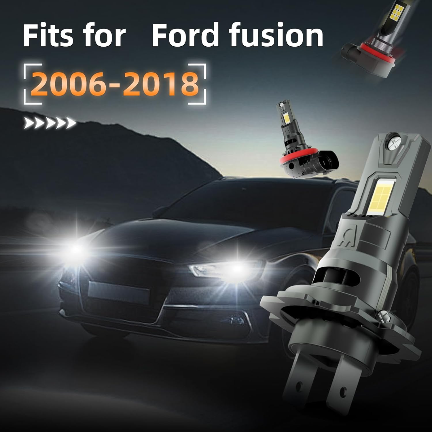 for Ford Fusion 2006-2018 Fog Lights Bulbs Combo, 6pcs Super Bright White Multi Beam Fog Lights Blubs Package, 1:1 as Stock Size, Plug and Play