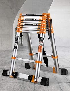 OUSIKA Ladders,Home Herringbladder,Multi-Purpose2.3-5.5M Alumiportable Telesladder Diy Extendable A-Frame Ladder,Herringbladder