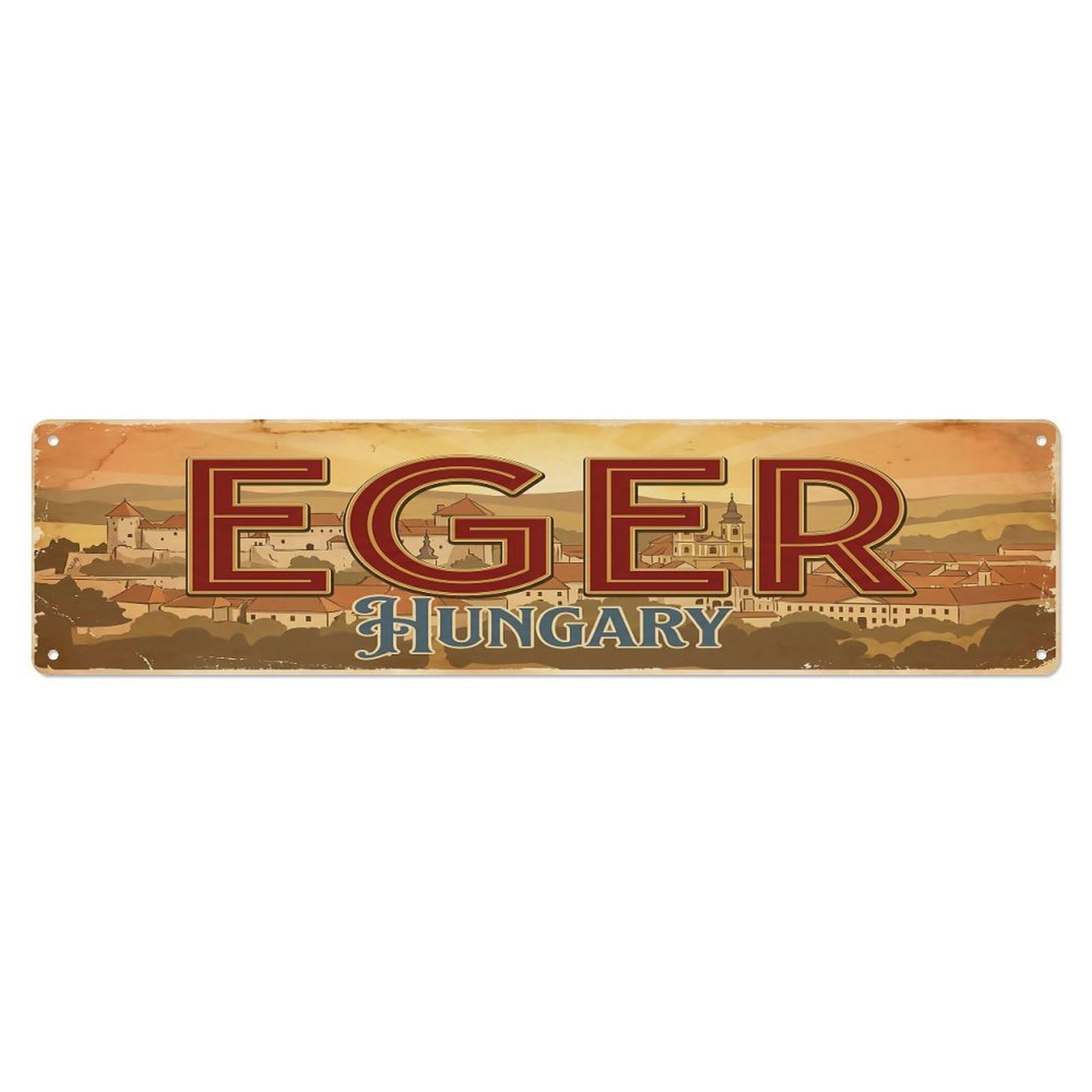 Retro Travel Hungary Eger Metal Tin Sign