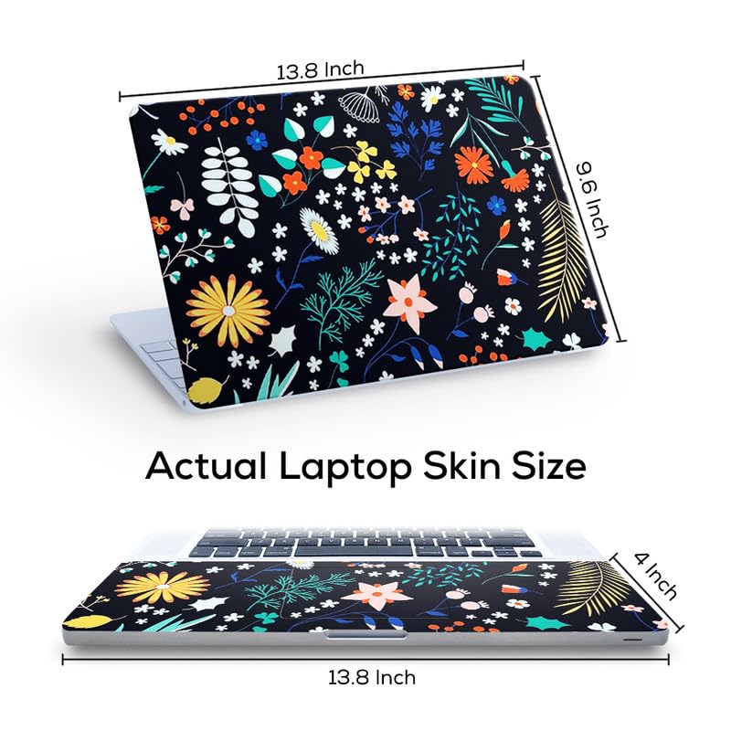 Image of Floral D38 Top+Wrist Pad Vinyl Laptop Skin /Sticker /Cover for 14 Inches Laptops Laminated-Removable-HD Quality Compatible for Hp-Dell-Sony-Lenovo-Asus etc.(13.8x9.6 Inches)