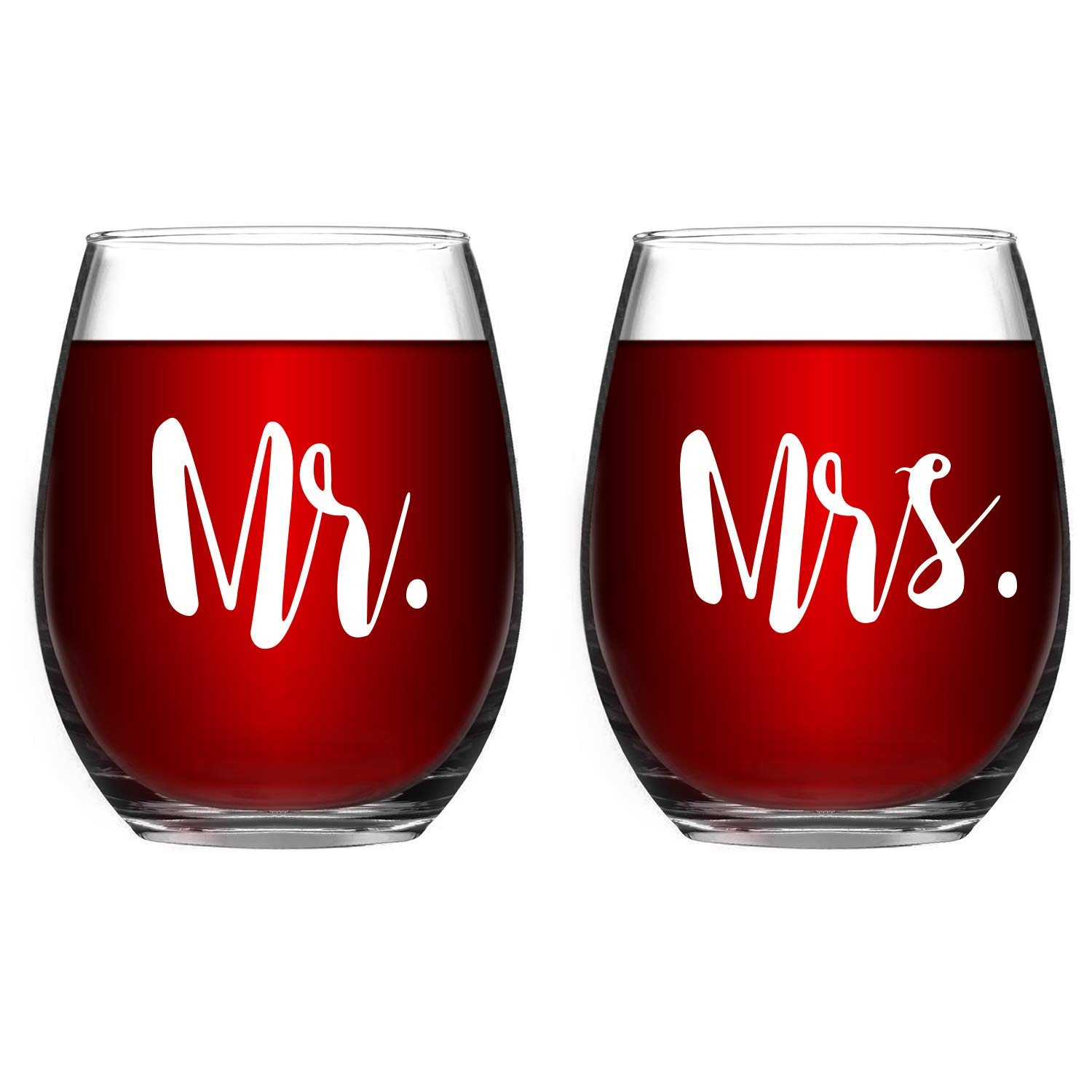 Buy Lighsele Red Wine Glasses with Engraving "Mr" and "Mrs" Set of 2 15
