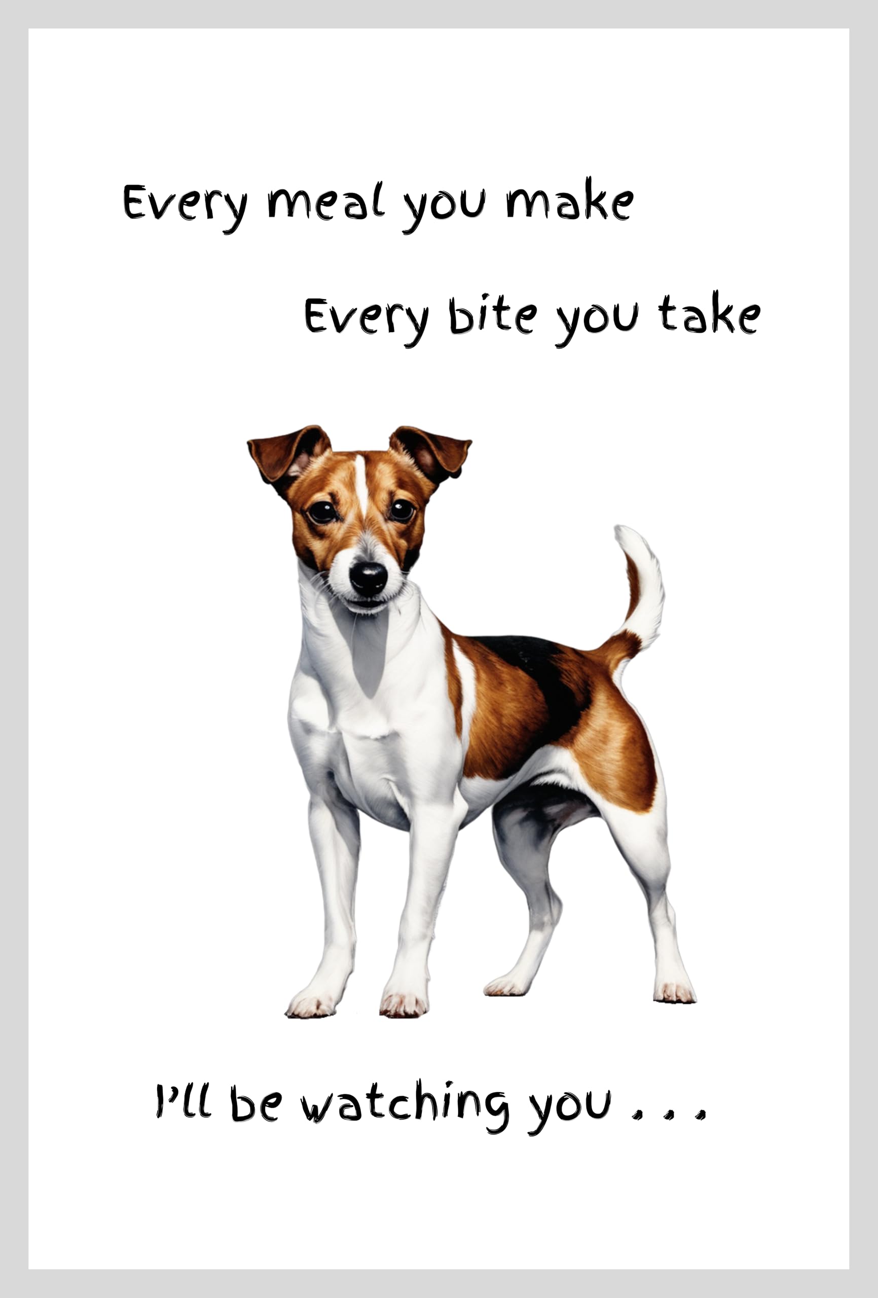 Jack Russell Dog gift Tea Towel Watching You wording fun stocking filler