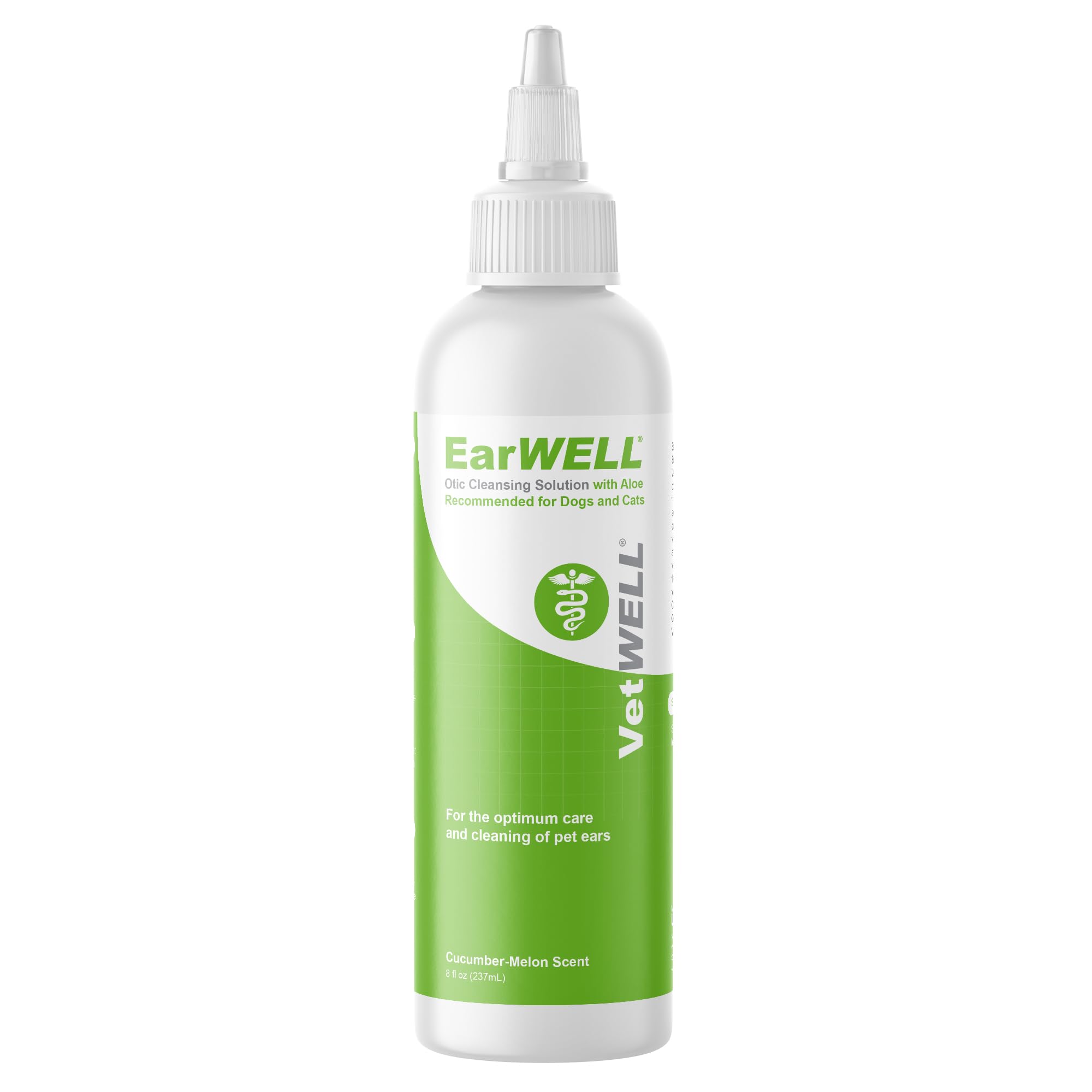 VetWELL Ear Cleaner for Dogs and Cats - Otic Rinse for Infections and Controlling Ear Infections and Odor in Pets - 8 oz (Cucumber Melon)