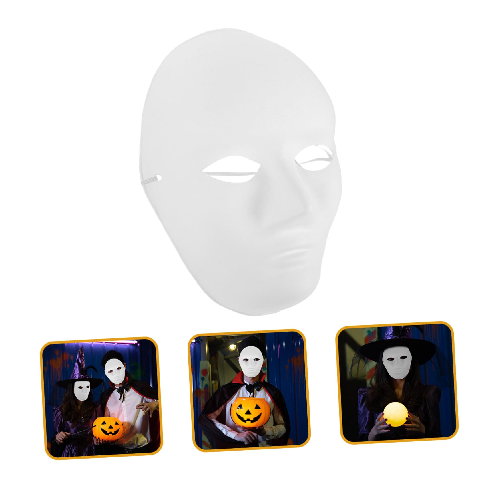 12 Maschere Halloween da Uomo Maschere Bianche in Pulp Vuote per DIY Pittura per Feste in Maschera Carnevale e Balli Hip Hop