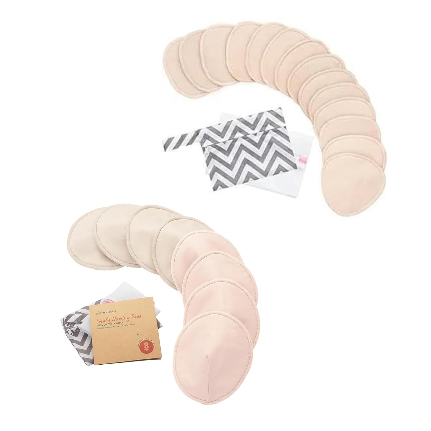 Keababies Nursing Pads Breast Pads for Breastfeeding and Reusable Nursing Pads - Nursing Bra Nipple Pads for Breastfeeding, Pumping Bra Reusable Breast Pads - 8 Washable Breastfeeding Pads + Wash Bag