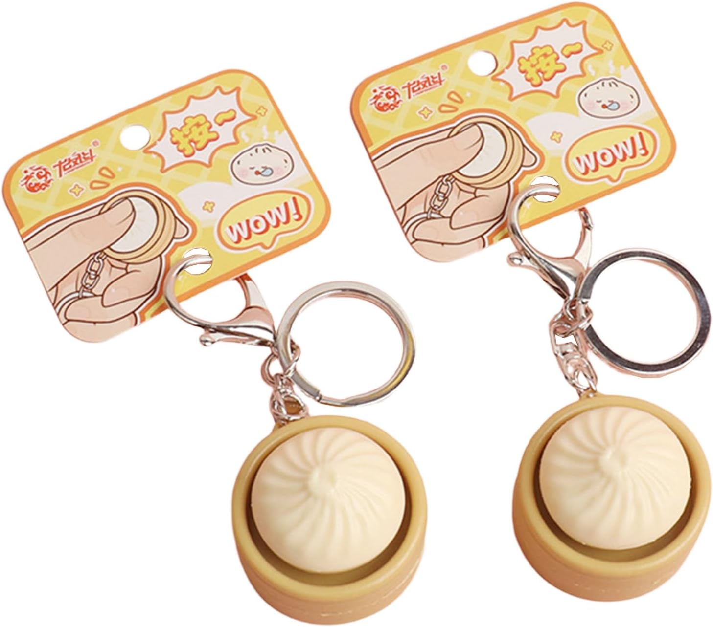 2 Pcs Dumpling Fidget Toys Fidget Keychain, Cute 3D Printed Sensory Clicker Toys Mini Sensory Toy Anxiety and Stress Relief for Adults