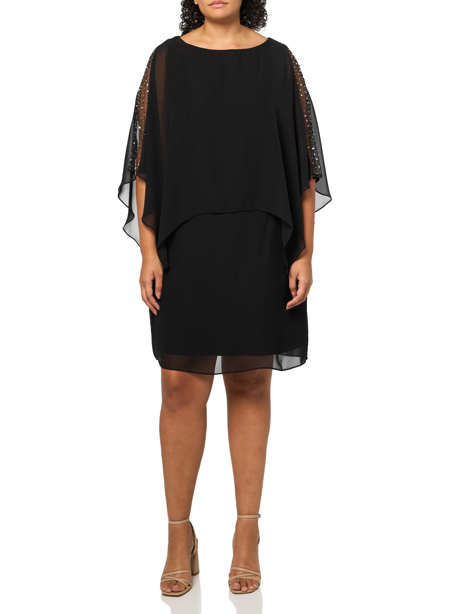 SL Fashions Women's Metallic Flutter-Sleeve Tiered Midi Dress - Macy's