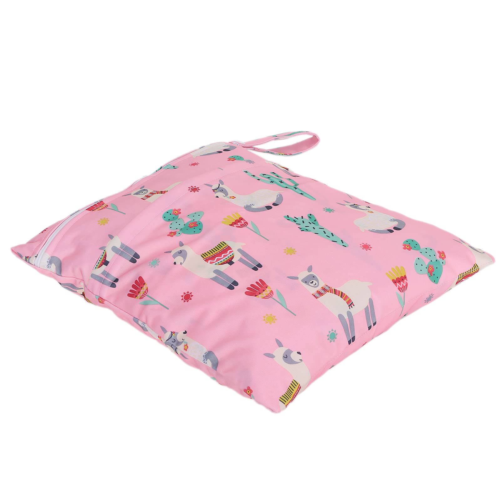 Baby Cloth Bag, 35 X 30cm 2 Zippered Pockets Cute Pattern Storage Bag for Travel(Grass mud Horse)-image-44