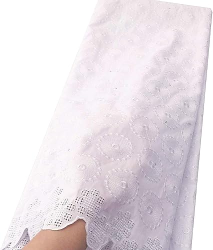 WorthSJLH Tela de encaje africano de algodón 5 yardas Swiss Voile Blanco Lace Fabrics 2019 Nigerian Lace Fabrics Dry Lace Fabric LF936