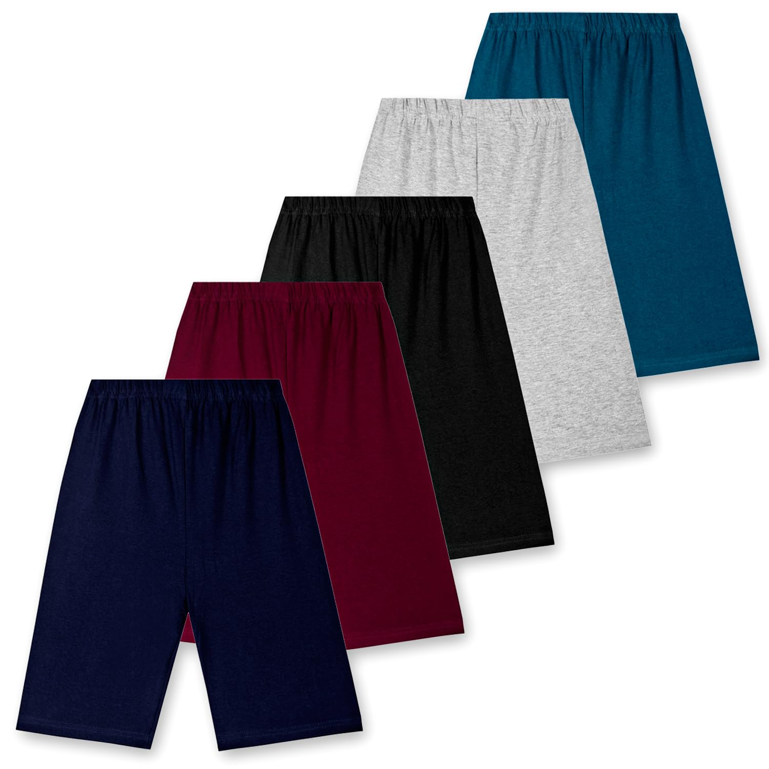 T2F Girls Cotton Cycling Shorts Pack of 5 | Soft Stretch Knee Length Shorts | Comfortable for Kids-image-21
