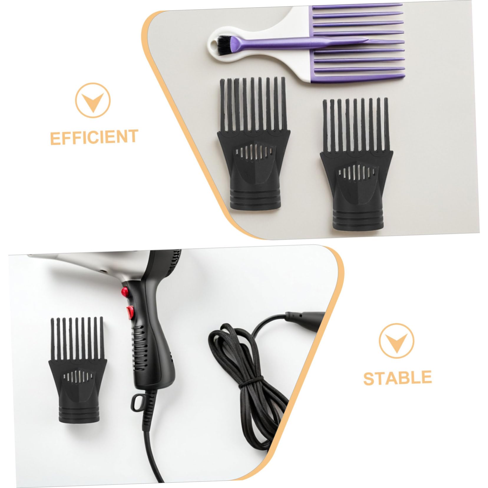 Lot de 5 Embouts Peignes Noirs pour Sèche-cheveux, Accessoires en Plastique, Contrôle du Flux D’air, Démêlage Cheveux Bouclés et Lissage, Usage Professionnel et Particulier,