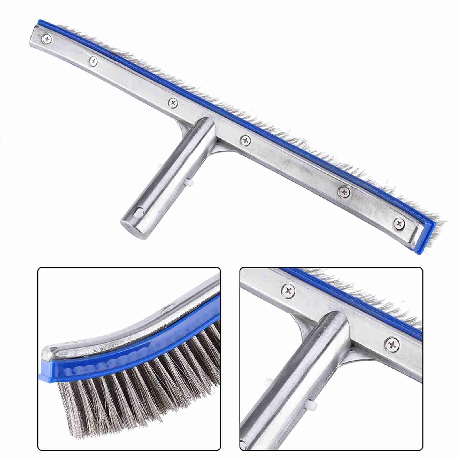 i Piscine Brosse Cepillo de Acero para Piscina de 18 Pulgadas, Fondo para Estanque, SPA, Aguas Termales, Aluminio + Acero Inoxidable, Cepillo para Piscina, Algas, Cepillo de
