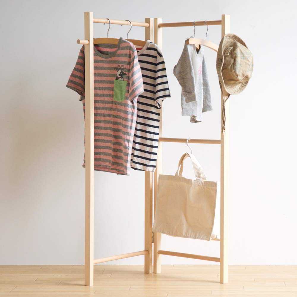 Amazon｜【キッズ用】木製 折りたたみ ハンガーラック (NA（ナチュラル