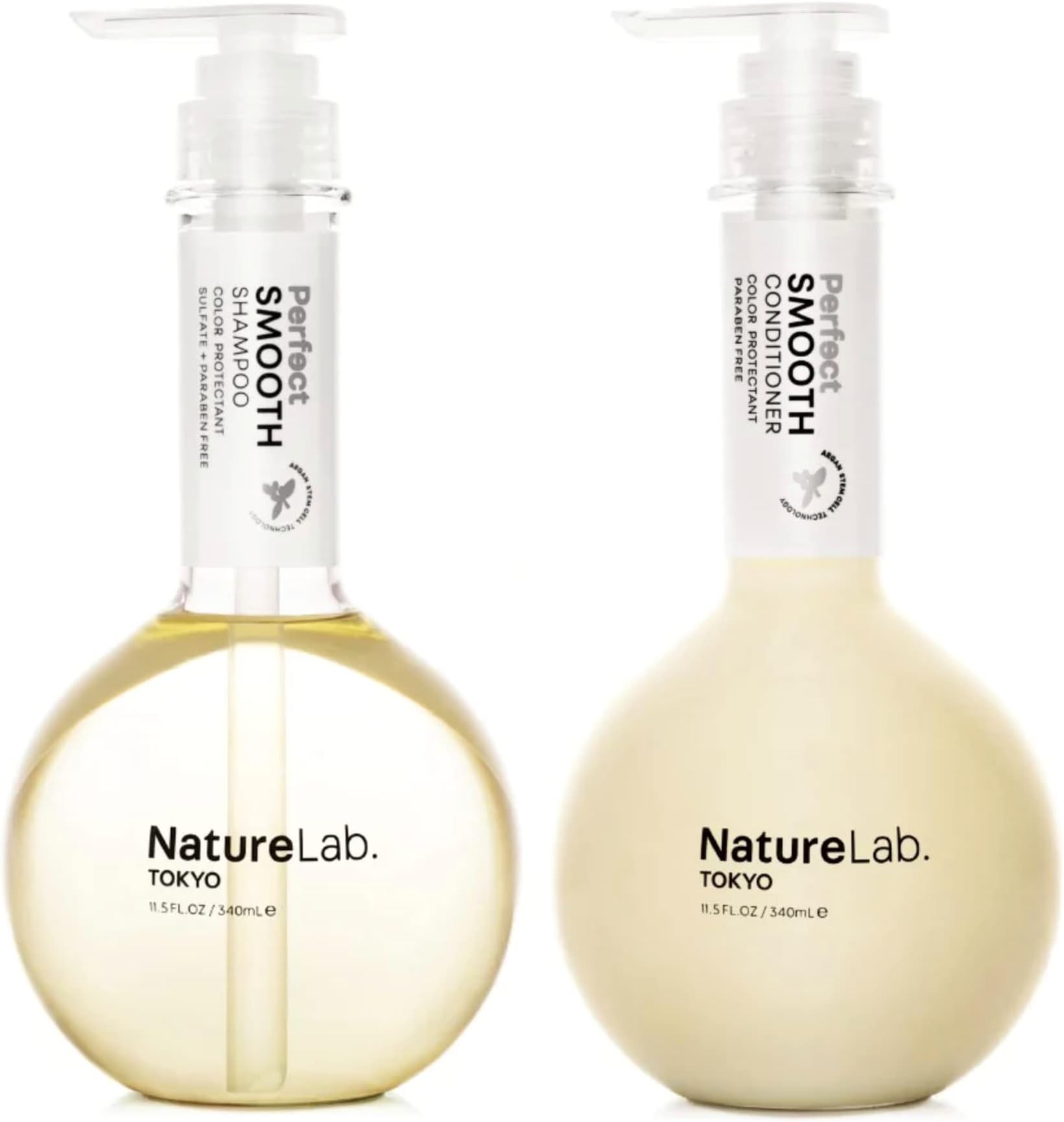 NatureLab.TOKYO Perfect Smooth Shampoo & Conditioner: Weightless Frizz Control for Smoother, Healthier Hair and Scalp I 11.5 FL OZ Each
