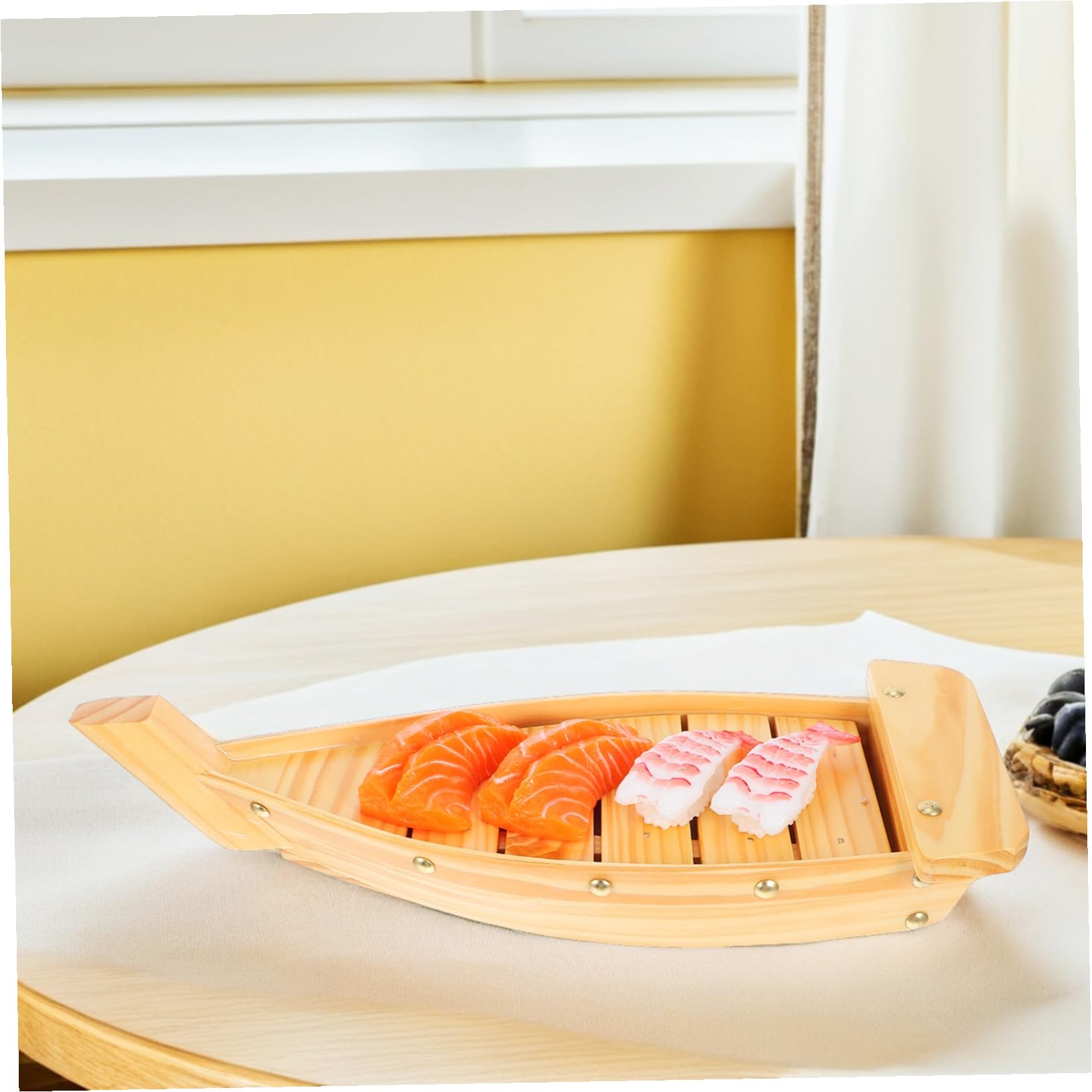 Cabilock Decoración de Barco de Sushi Plato de Sushi de Madera Estilo Japonés Bandeja para Aperitivos el Hogar o Restaurante Plato para Servir