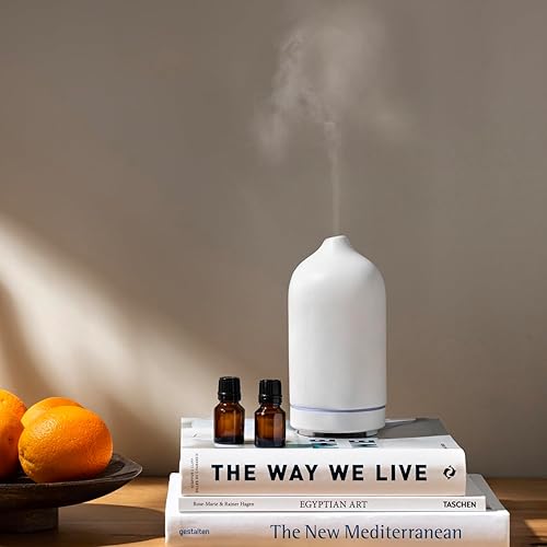 Miniatura 3 de Cliganic Difusor de cerámica (negro), 3.4 fl oz ultrasónico para aceites esenciales aromaterapia, hogar y oficina