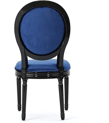 Miniatura 8 de Christopher Knight Home Camille - Sillas de comedor tradicionales de terciopelo, 2 piezas, color gris y blanco brillante Azul marino/negro