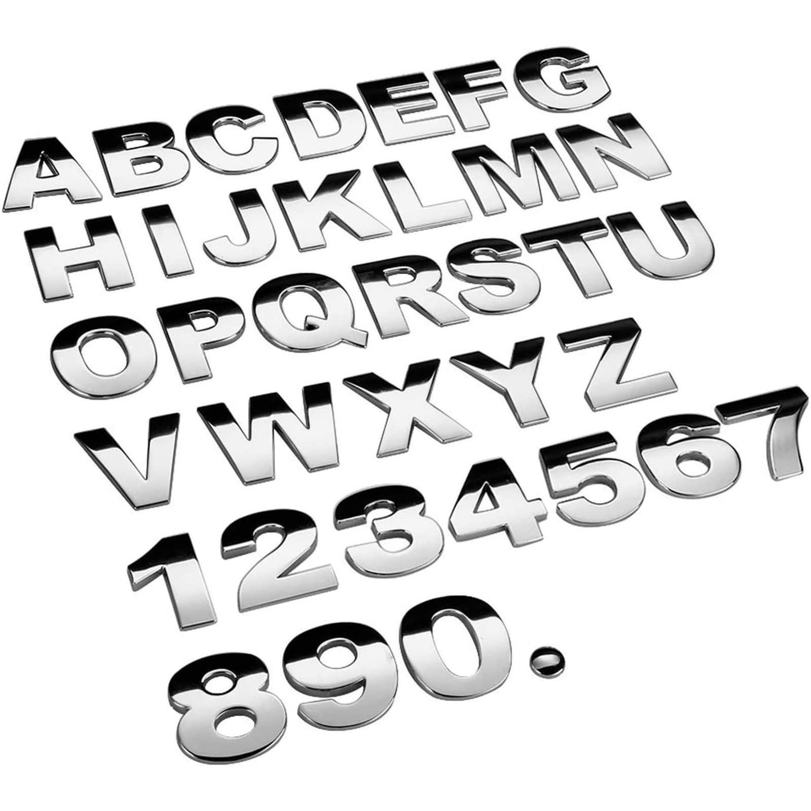 KJWPYNF Emblem Badge Decal Car Metal Exterior Self-adhesive Souvenir Sticker ABC. 123. Chromed Letters Decoration -Matte Black -Chrome Silver -25mm -45mm -Auto Stickers Styling Accessories