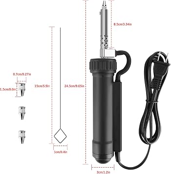 Electric Desoldering Pump, 110V 30W Automatic Solder Sucker with Anti-Splash Design & 3 Stainless Steel Tips, for PCB Through-Hole Components, Electronics Repair